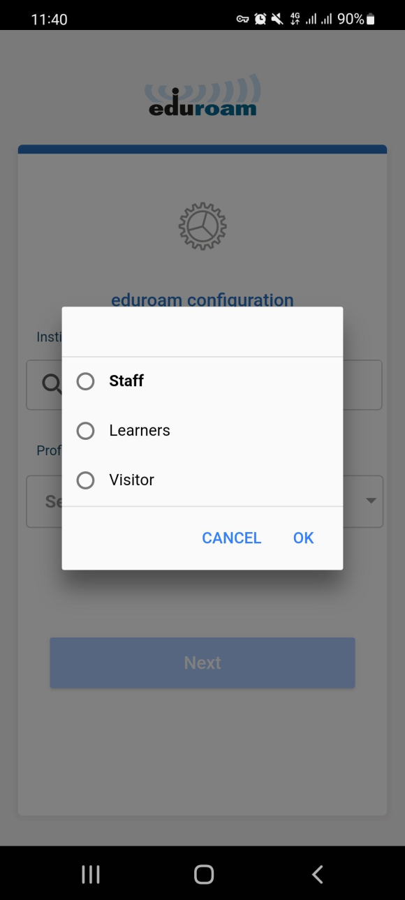 Click on which option applies to you.