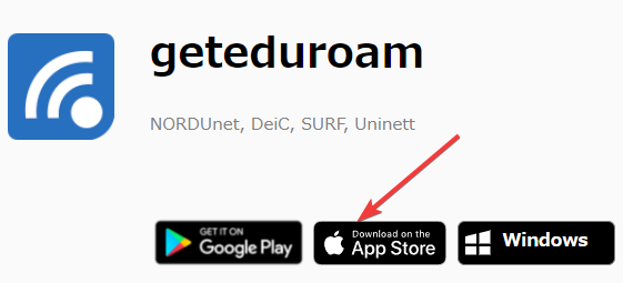 Eduroam Step 1. Click on the App Store Button.